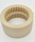 Two Piece M-65 Gear Coupling Sleeve For Flexible Shafts Nylon 132mm OD 42 Tooth 2 Pack Durable Sleeve Fit Compatible With Style Couplings Plug And Play Easy Install And Reliable Power Transfer visible in beige with a 42-tooth design.