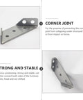Trapezoid Angle Corner Braces Set Fixed Anti Rust Stainless Steel Heavy Duty Shelf Brackets 10 Pcs, showcasing corner joint and stability