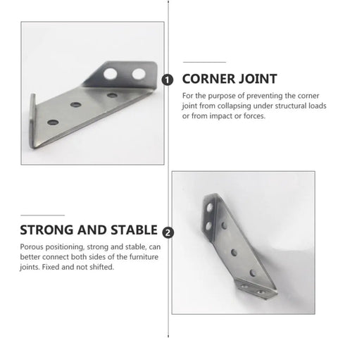 Stainless Steel Trapezoid Corner Braces 10 Pack For Shelves And Cabinets Heavy Duty Joint Reinforcement in use for corner support