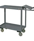 Heavy Duty Order Picking Cart 1200 Lb Capacity Dual Tier Steel Warehouse Rolling Dolly with smooth polyurethane wheels.