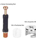 No Sweat Cam Lock Nuts And Connecting Screws With Eccentric Wheels For Furniture Assembly A Rock Solid 300 Piece Kit including screw connecting rod and pre-buried nut