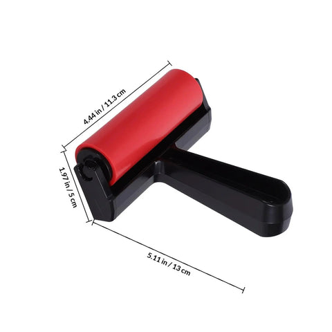Solid Grip Rubber Paint Roller For Printmaking And Classroom Art Projects, 5.11 in size, red rubber frame for even ink distribution.