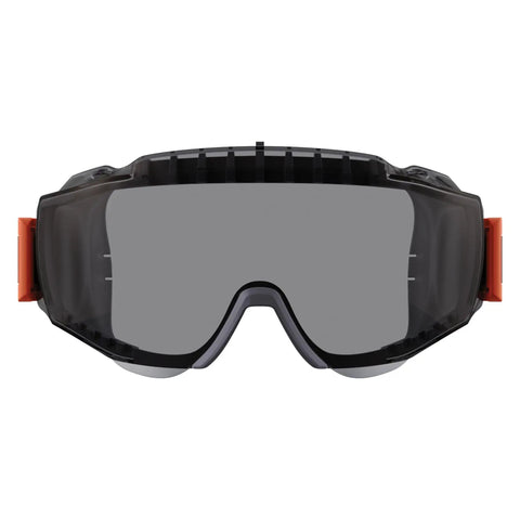 Front view of OTG Protective Safety Goggles You Can Rock Over Your Glasses, Anti Fog Tech, Indirect Venting, Scratch Resistant Shield, Adjustable Fabric Strap, Prescription Glasses Friendly, ANSI Z87.1 Compliant.