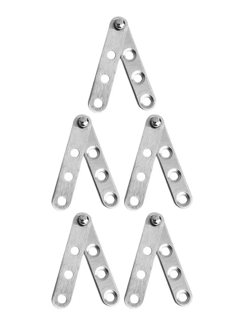 360 Degree Door Pivot Hinges For Cabinets, Stainless Steel Silver, V-shaped heavy-duty pivot hardware on white background