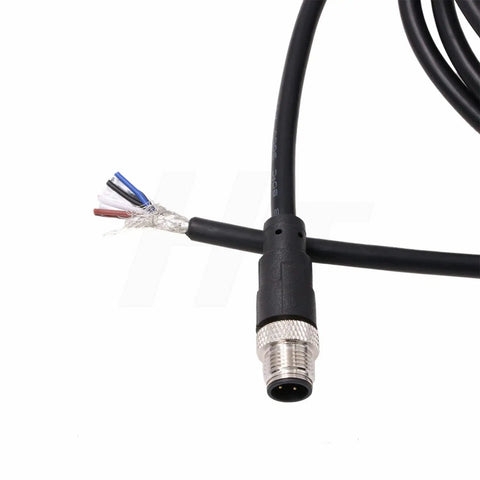 M12 A Code 4 Pin Male Aviation Power Cable For Sensor And Encoder To Bare Wire For Industrial Control Automation DeviceNet CANopen IO Link Profibus 2m
