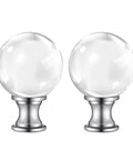 Crystal Diamond Glass Lamp Finials With 1/4-27 Inch Threaded Base 2 Pack, clear glass spheres with silver aluminum caps
