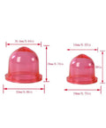 Visualization of two primer bulbs with dimensions, part of Pro Grade Fuel Line Hose Kit For 2 Cycle Small Engines Four Size Set