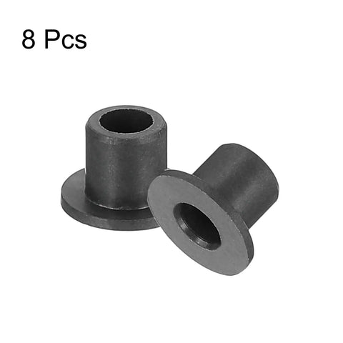 8 Pack Flanged Sleeve Bearings POM Plastic Bushings 3mm ID 4mm OD 5mm Length With 7.5mm Flange 0.7mm Thick Black