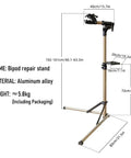 Adjustable Height Bike Repair Stand With Foldable Design For Home And Shop, 360 Degree Rotating Clamp, Anti Slip Feet On Triangular Base, 65 Lbs Load Capacity, A Real Workhorse For Mountain And Road Bikes, aluminum alloy, foldable