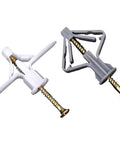 Plastic Expansion Anchor Kit 100/150pcs With Toggle Bolts For Drywall And Hollow Walls, Heavy-Duty Wall Fixings In Galvanized Carbon Steel, Screws Included For Quick No-Fuss DIY Mounts Indoors Or Outdoors, white and gray anchors