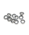Get Ready To Supercharge Your Build With These Sweet MF148RS 10 Pack Steel Ball Bearings Boasting ABEC 7 Grade Precision Inside Every Single Unit Measuring Eight Fourteen Four MM For XY Drives Idler Sets Linkage Units Working Perfectly Silent. 10 steel flange bearings, 8x14x4mm, sealed, shown on white