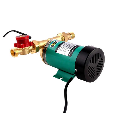 Automatic Water Pressure Booster Pump with 1 inch outlet, max head 49 ft, 7 GPM flow, 115V, aluminum housing, brass impeller