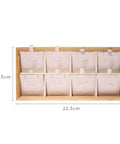 Retro Wooden Jewelry Organizer Tray With Eight Grids To Keep Your Bling Slick And Prevent Tangles While Displaying Necklaces And Earrings On Any Desk Surface, showing eight compartments.