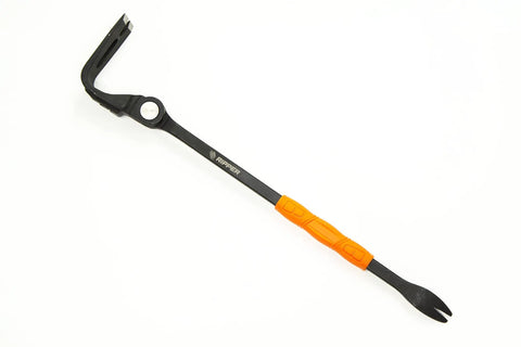 Heavy Duty Indexing Crowbar And Nail Puller Wrecker Tool Boasting Multi Angle Locking Head with orange grip for demolition tasks