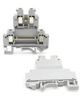 DIN Rail Terminal Block 10 Pack Double Deck Screw Clamp With Adjustable Pressure Spring Loaded Brass Contacts For 24 To 12 AWG