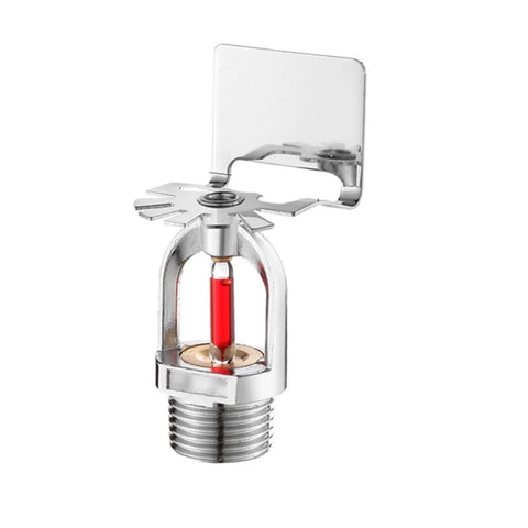 Heavy Duty Fire Sprinkler Head Five Pack With Slick Chrome Plated Brass Construction And Speedy 155 Degree Glass Bulb Activation For Smooth Sidewall Emergency Coverage close-up showing the glass bulb and chrome finish.