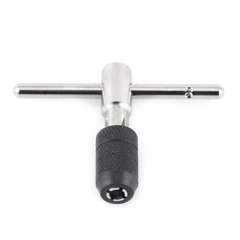 Front view of T-shaped tap wrench from Tap Wrench And Drill Bit Set 9 Piece T Shaped Kit With 4 Taps And 4 Drill Bits Imperial Tools