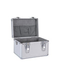 Open Beefy Heavy Duty Portable Aluminum Tool Chest With Removable Foam Organizer showing interior compartments.