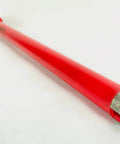1-inch diamond wet core drill bit with red body and silver diamond-segmented cutting head, side view