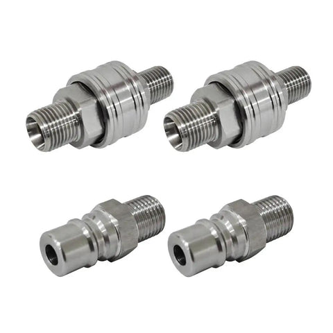 M16 M14 Quick Connect Adapter Kit For Mini Excavator Straight Through Unvalved Coupler Fits Thumb Tilt Bucket Tool Pro Setup two female four male parts