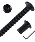 12 Sets M6x45mm Flat Head Socket Cap Screws With Barrel Nuts And 1 Hex Wrench, 304 Stainless Steel With Black Coating