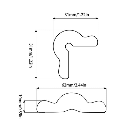 Dimensions of thick foam anti collision corner guard with flexible tear resistant padding for tables and edges babyproofing