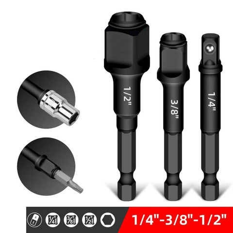Close-up of Driver Extension Socket Adapter Set 2 In 1 Hex Shank Converter Magnetic Screwdriver Attachment for Power Tools