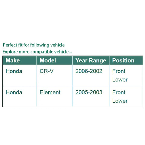 2Pcs Front Lower Ball Joints For Honda CRV 2002 2006 Replacement Set Heavy Duty Long Lasting Durability Precise Steering Smooth Ride Easy Install DIY Friendly Suspension Upgrade For Daily Drivers fit chart for Honda CR-V and Element front lower