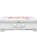 107 Piece First Aid Kit for 25 People with Metal Case, OSHA Compliant Emergency Supply Set closed view