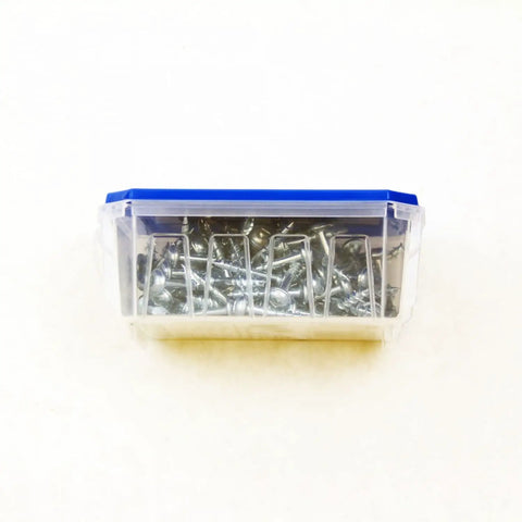 Plastic box containing 8 X 1 Inch Pocket Hole Screw With Square Drive And Self Tapping Tip 100 Pack For Woodworking Easy Driving