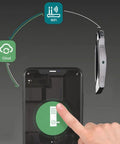 Rock Solid Smart Home Deadbolt Lock Featuring Quick Fingerprint Scan Plus App Remote Control And Backup Pin Codes For Hassle Free Keyless Entry System with smartphone connection.