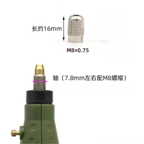 Get Your Mini Brass Chuck Drill Set With M8 Nuts And 0.5 To 3.2mm Collets For Perfect Jewelry Grinding And Rotary Tool Accessory Work - M8 nut and brass chuck details.