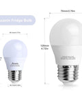 Fridge LED Light Bulb 4W 40W Equivalent, Waterproof Refrigerator Bulb For Frigidaire And Freezer, IP54, E26 A15 dimensions