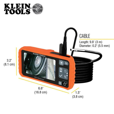 WiFi Pro Borescope With Dual Lens 5.5 mm 9.8 Foot Armored Waterproof Gooseneck Endoscope With LEDs And A 4.3 Inch LCD close-up