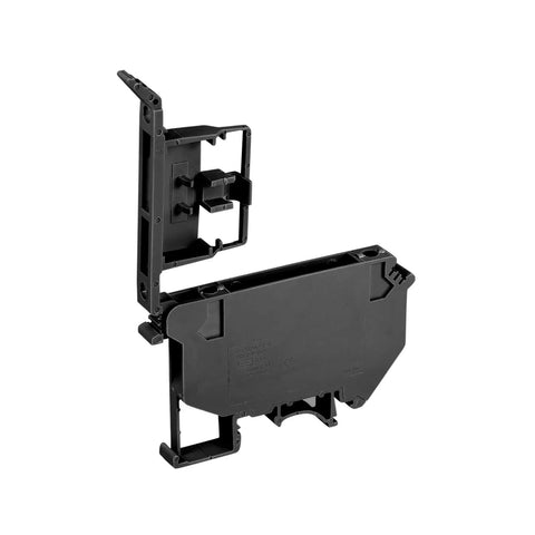 DIN Rail Mount Screw Type Fuse Holder Terminal Block Black UK5 Pack Of 10, showing side view of durable screw clamp terminal.