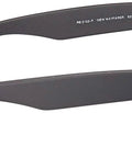 Side view of Unisex RB2132F New Wayfarer Low Bridge Fit Dope Sunglasses With Crystal Lenses, featuring black rubber frame and blue lenses.