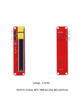 Five Pack 10K Linear Slide Potentiometer Module With Dual Analog Output For Arduino, front and back view, red casing.