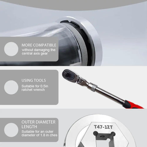 Bottom Bracket Sleeve Tool BB M30 T47 1B IB 50.4mm 12T For Trek Praxisdiy MTB Bike Repair Tool with ratchet wrench compatibility