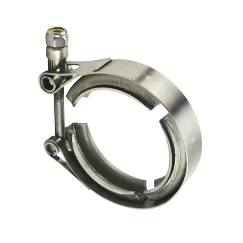 Sick 304 Stainless Steel Exhaust V Band Clamp Engineered For Extreme Heat Drag Racing And Street Builds With Rock Solid Seal And Zero Leakage Two Inch Diameter close-up view.