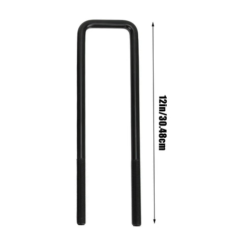 12 Inch Rear Axle U Bolts Kit For Dodge Ram 1500 Leaf Spring Suspension Flat Top Design Steel Black Powder Coated Replacement U Bolts For 1999 To 2010, 12in 30.48cm