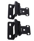 Overlay Cabinet Hinge Black Steel Self Closing Hinge Half Inch Overlay Semi Wrap Spring Design Quiet Close No Fuss Install For Framed Cabinets And RV Doors showing open hinges