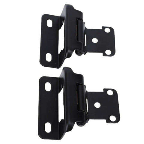 Overlay Cabinet Hinge Black Steel Self Closing Hinge Half Inch Overlay Semi Wrap Spring Design Quiet Close No Fuss Install For Framed Cabinets And RV Doors showing open hinges
