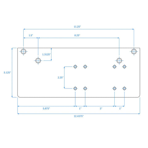 Flat Drop Bracket Mounting Plate For 4000 Series Door Closer diagram with dimensions for easy install.