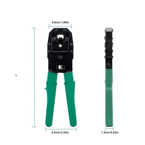 Crimping pliers from Five Piece Network Tool Set With Crimping Pliers And Crystal Head Sheath, Heavy Duty Tough As Nails DIY Kit In Green Box