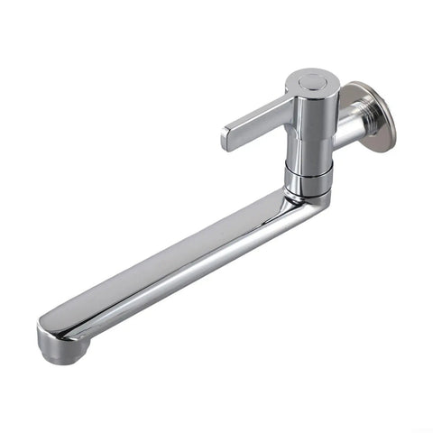 Cold Only Wall Mounted Faucet, Extended Reach 304 Stainless Steel Rotatable Kitchen Sink Tap with Single Lever for Mop Pool(20cm) side view