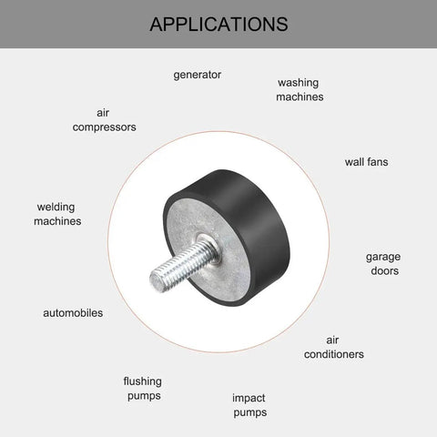 Robust M10 Rubber Vibration Mounts With Heavy Duty Steel Studs 50X20Mm cylindrical shock absorber for various applications.