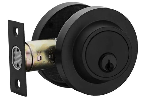 Heavy Duty Entry Lever Door Handle And Deadbolt Lock Set For Front Door Or Office Reversible Round Lever With Single Cylinder Keyed Entry Fits Right Or Left Sided Doors Iron Black Finish