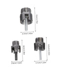 Luxshiny 3 Piece Pvc Pipe Threader Tool Set With 1/2 3/4 And 1 Inch Internal External Threading Dies, size details included.