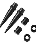 All In One Ear Stretching Kit 14G To 00G With 50 Pieces Acrylic Tapers Silicone Tunnels Plugs Gauges Expander Set For Piercing Jewelry For Men And Women Starter Pack, black acrylic tapers and plugs