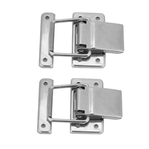 Premium Stainless Steel Spring Latch Toggle Hasp Two Pack Rust Proof Cabinet Locker Door Securing Hardware Durable Heavy Duty Home Security Solution You Gotta Try two stainless steel spring-loaded hasp latches